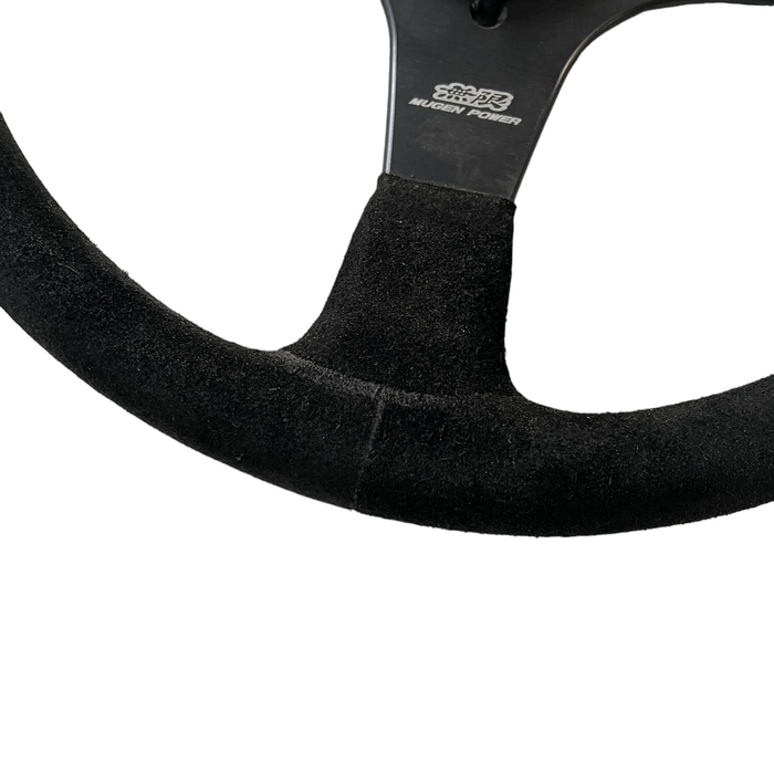 Mugen Racing III Steering Wheel 350mm Black Suede Black Stitching Universal