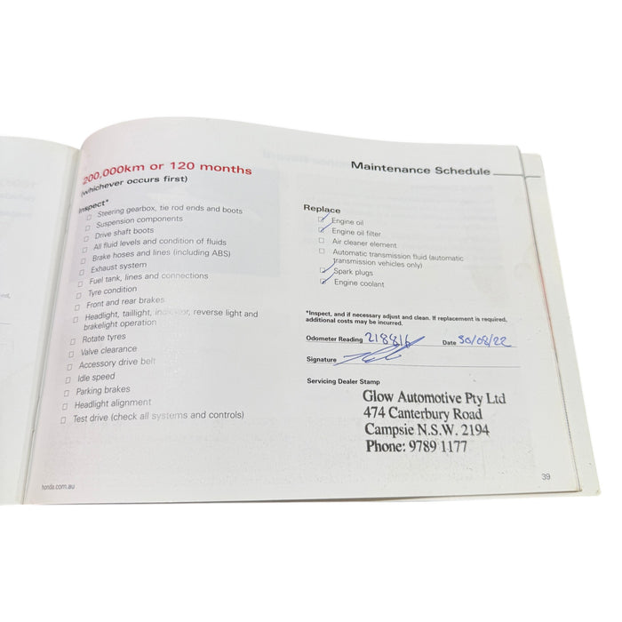 Owner Handbook Maintenance Service Logbook Honda Integra DC5 Type S 05-06