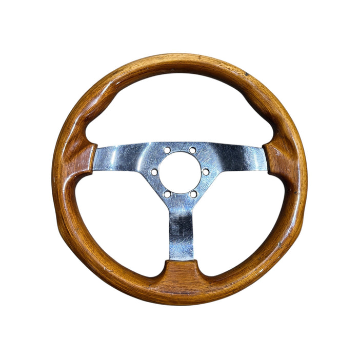 Autotecnica Raceway Woodgrain Polished Spoke Steering Wheel 350mm Universal