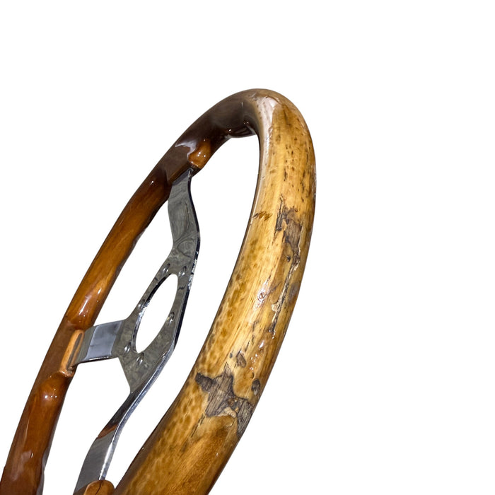 Autotecnica Raceway Woodgrain Polished Spoke Steering Wheel 350mm Universal