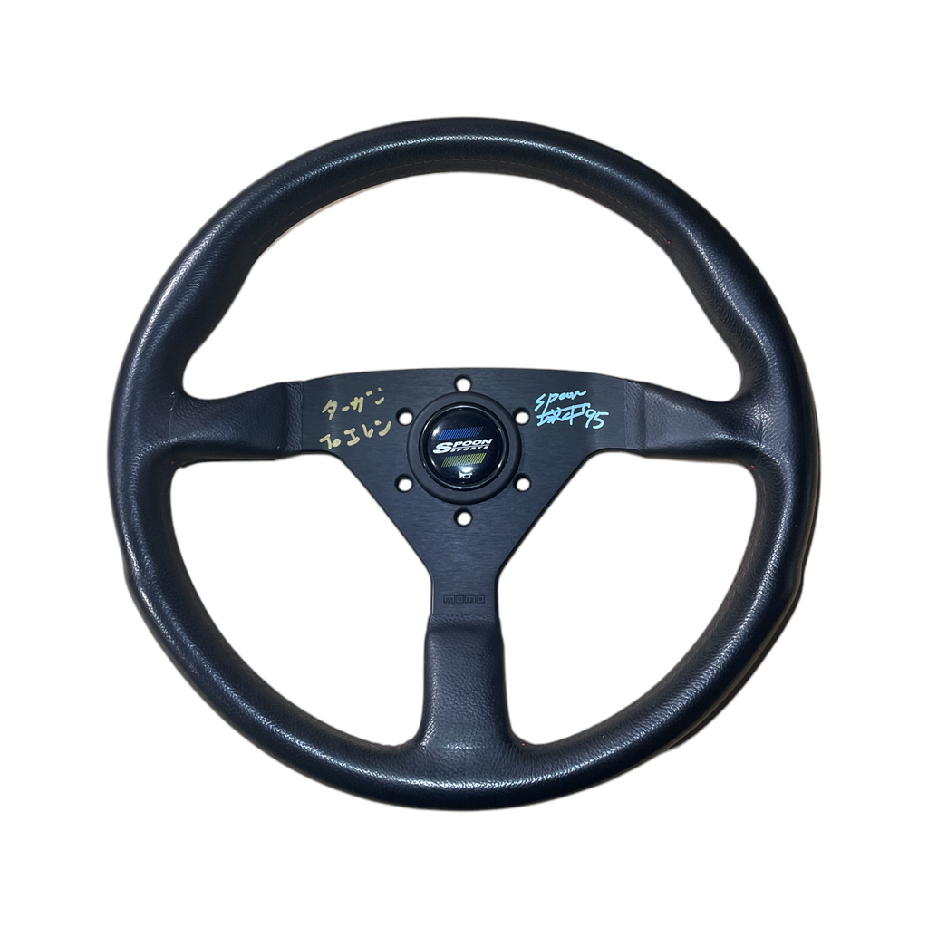 momoステアリング spoon MOMO Spoon Steering Wheel - Black Leather Black Spokes 340mm