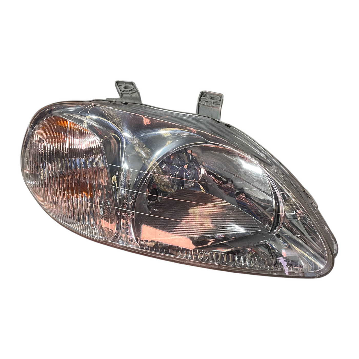 Clear Corner Headlights For 1996-1998 Honda Civic - Chrome Housing, Halogen, Pair
